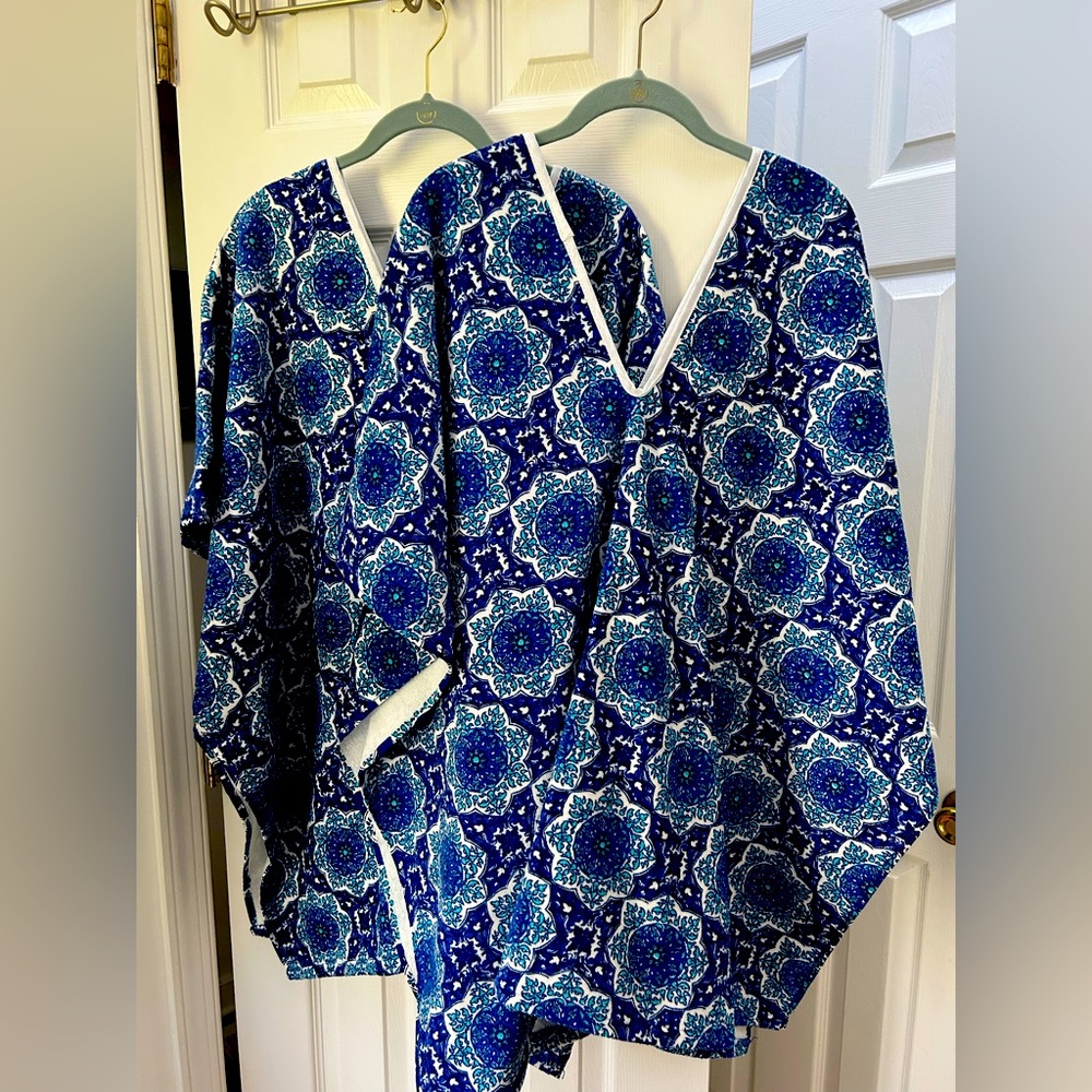 (2) Martha Stewart Bohemian Rhapsody Floral Cotton 35" x 64" Towel Poncho
